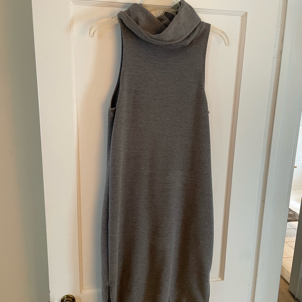 BANANA REPUBLIC Grey Ribbed Sleeveless Cowl Neck Dress
